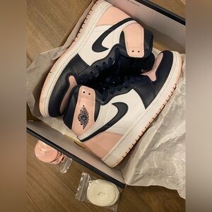 Nike Jordan 1s Women's Navy, Pink, and White Sneakers